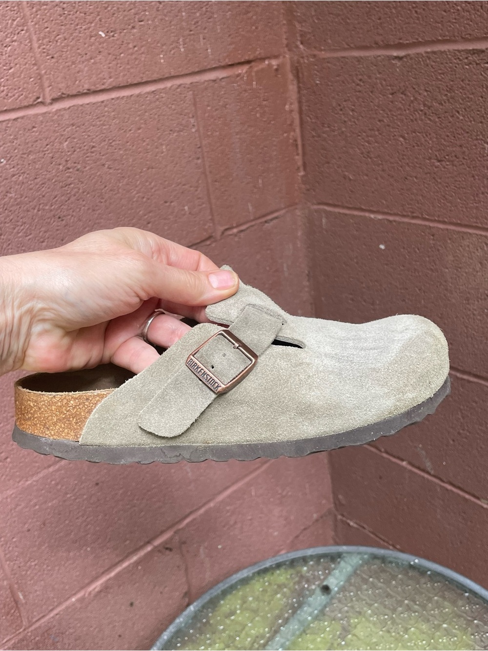 Birkenstock Boston Taupe Suede Soft Footbed Clogs Size 38 - Picture 4 of 12